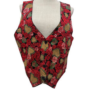 Vintage Women Valentines Floral Print Vest Size Large